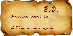 Budovics Demetria névjegykártya